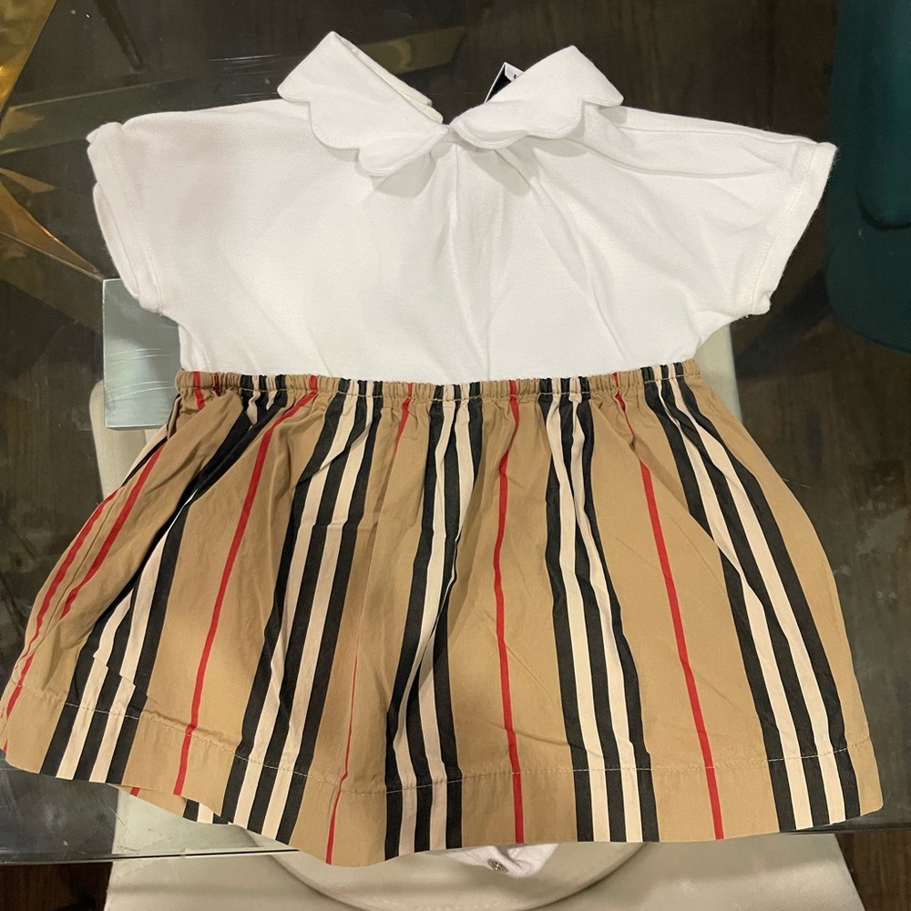 Burberry Baby Dress with Classic Stripes